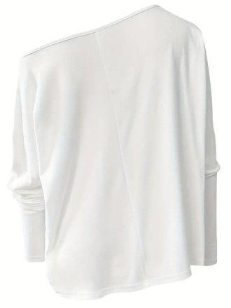 Baggy bat-sleeved slant shoulder T-shirt