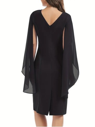 Black chiffon patchwork elegant slim dress dress