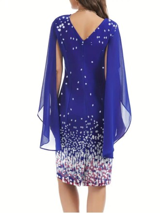 Blue chiffon patchwork elegant slim-fit dress dress