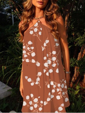 Brown dress with top and neck