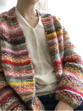 Casual colorful striped knitted cardigan