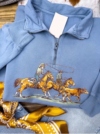 Casual Cowgirl zipper long-sleeved sweatshirt