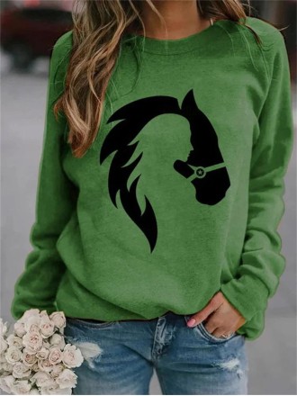 Casual horse silhouette print sweatshirt