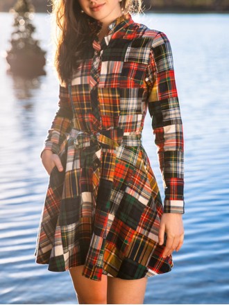 Holiday Patchwork Flannel Dress