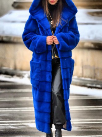 Stylish solid color faux fur long coat